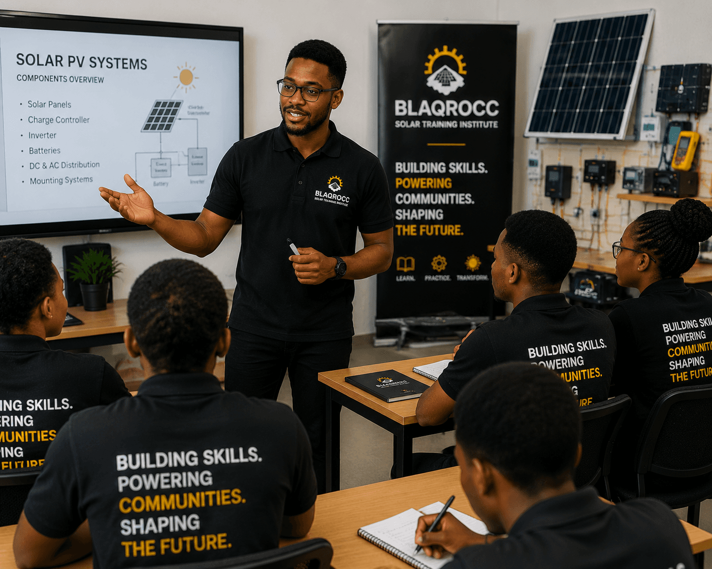 BlaqRocc classroom instruction on Solar PV systems